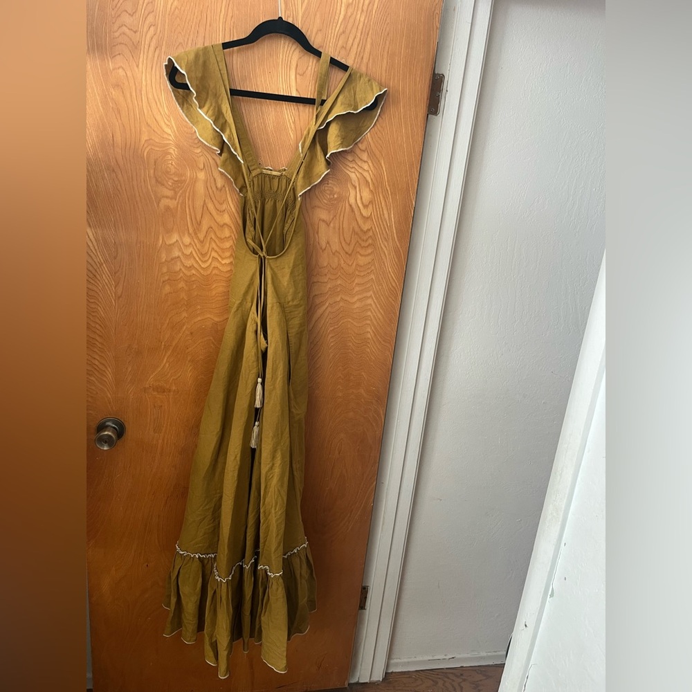 Free People Elegant linen Mustard Dress S - Picture 10 of 10